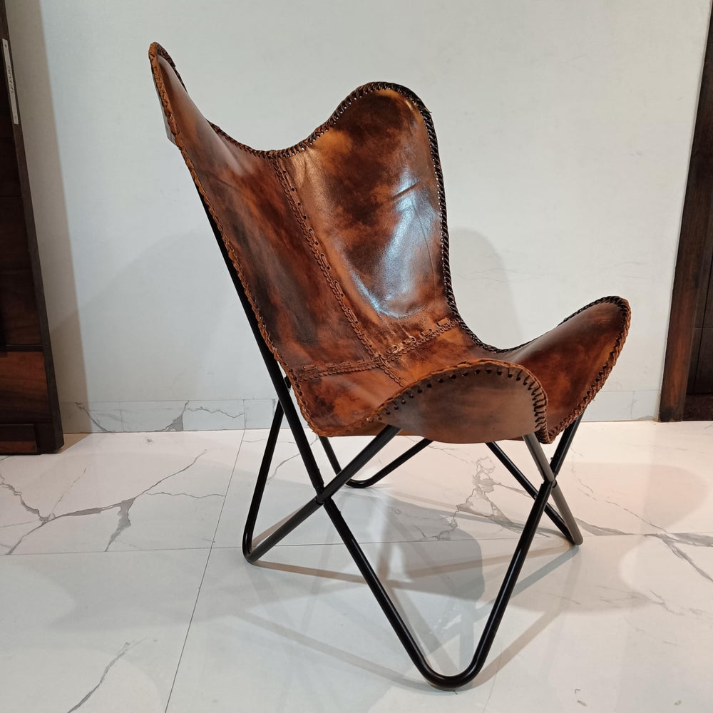Vintage Leather Antique Butterfly Chair - From Where - 