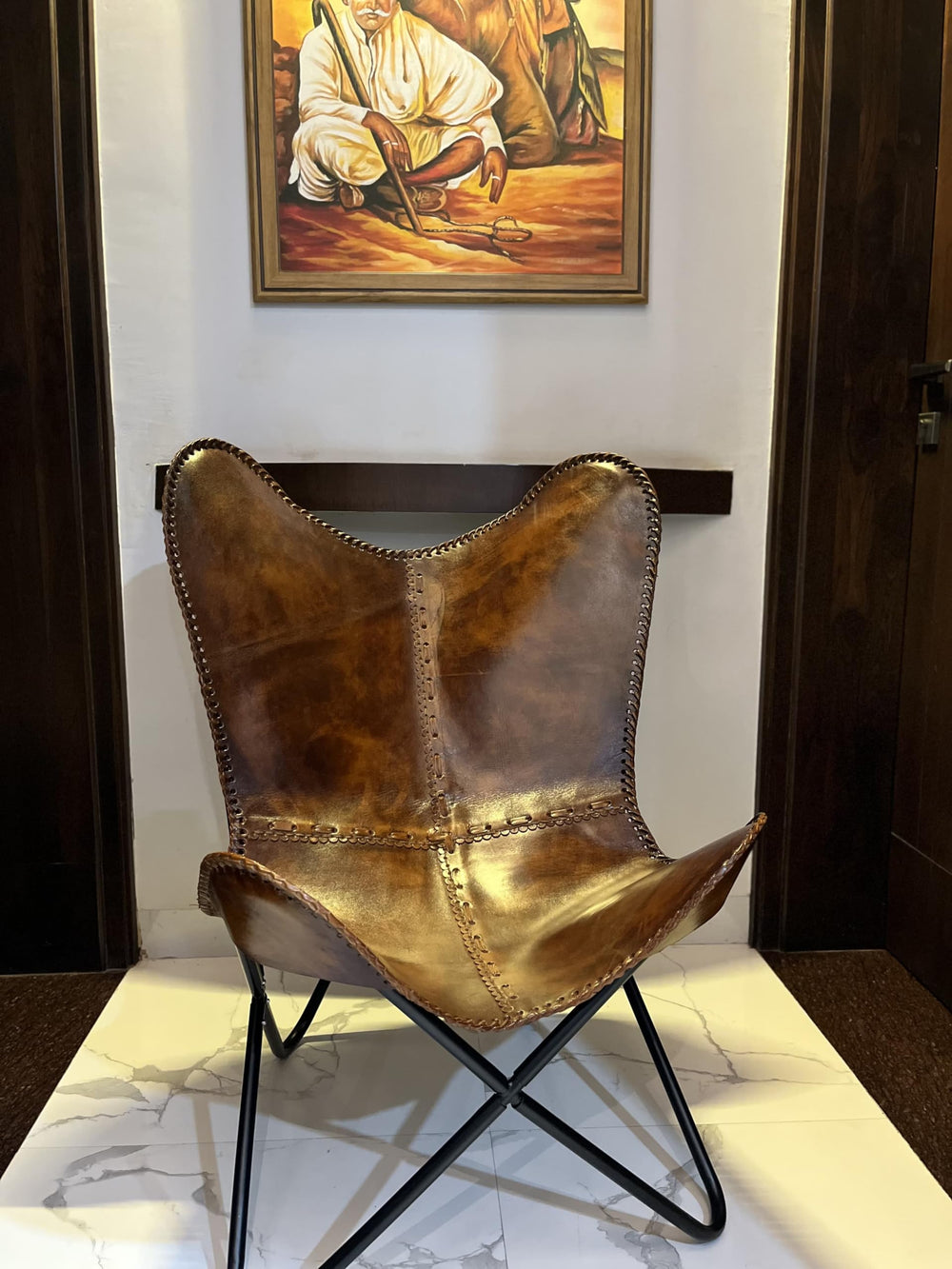 Vintage Leather Antique Butterfly Chair - From Where - 