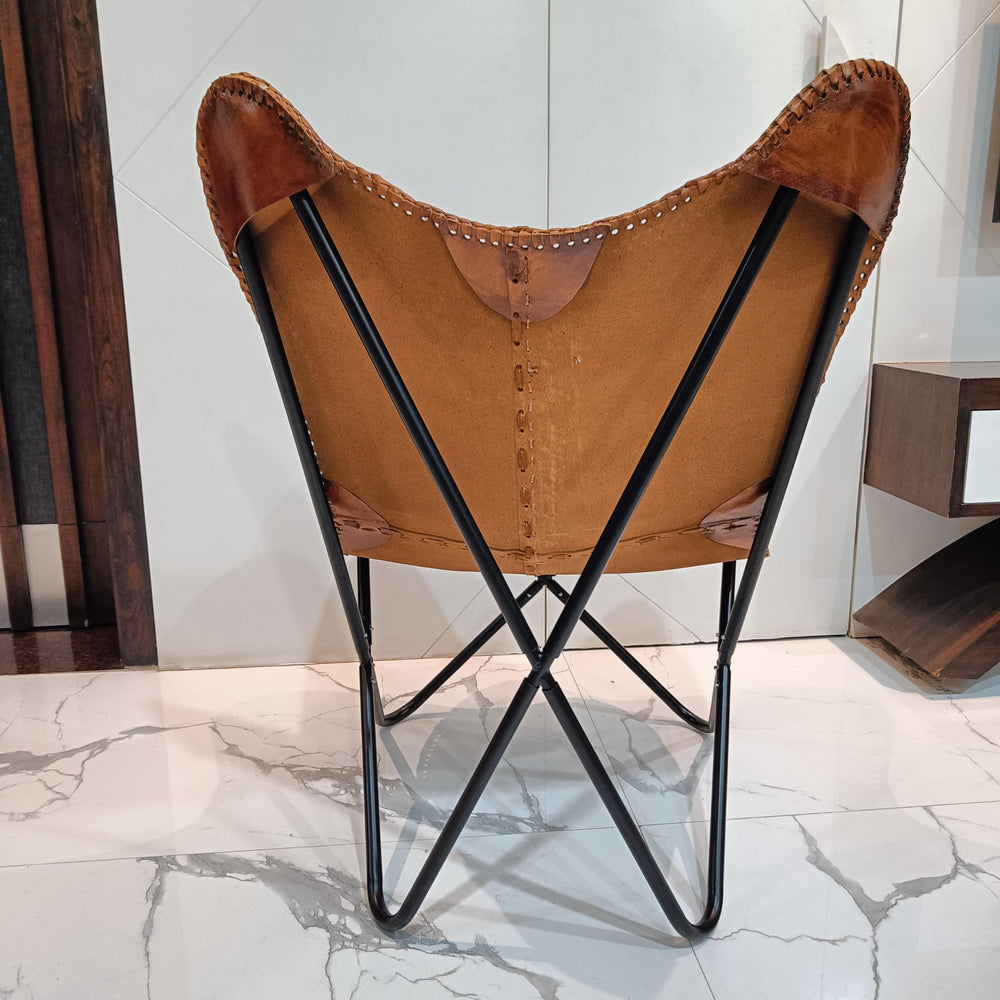 Vintage Leather Antique Butterfly Chair - From Where - 