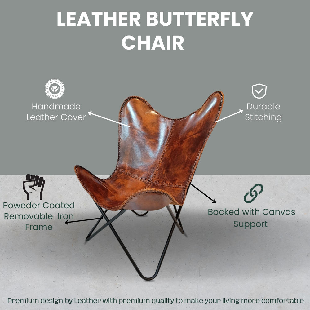 Vintage Leather Antique Butterfly Chair - From Where - 