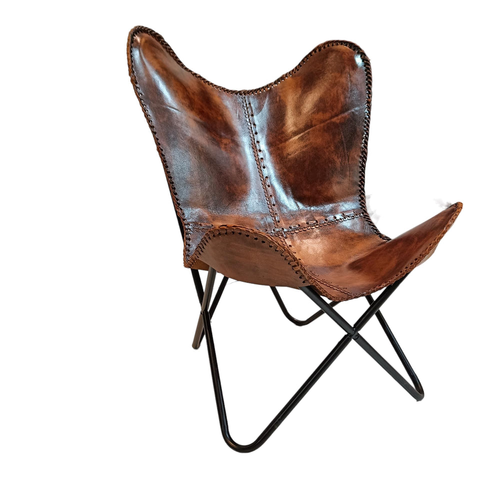 Vintage Leather Antique Butterfly Chair - From Where - 