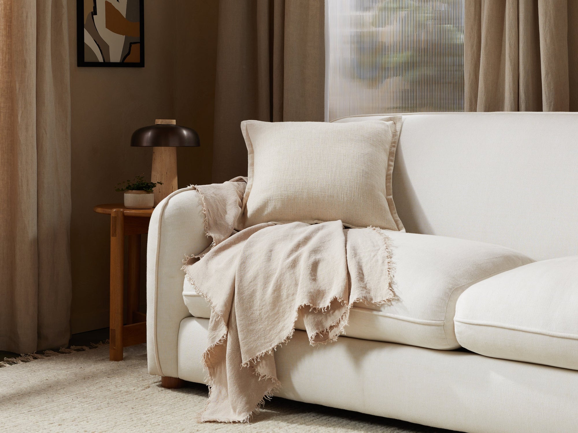 Vintage Linen Throw - From Where - 