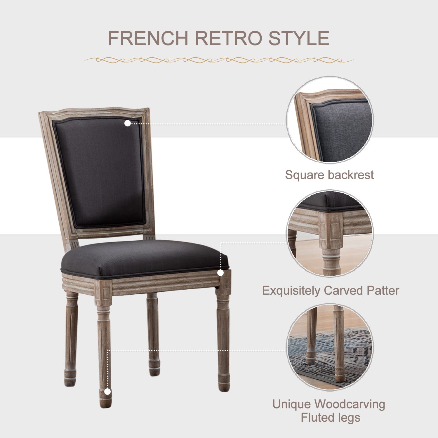 Virabit French Dining Chairs Set of 2 - From Where Finds - 