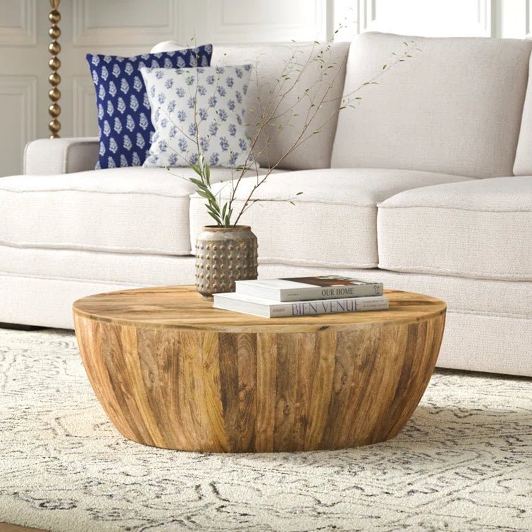Vivenne Mango Wood Drum Coffee Table - From Where - 