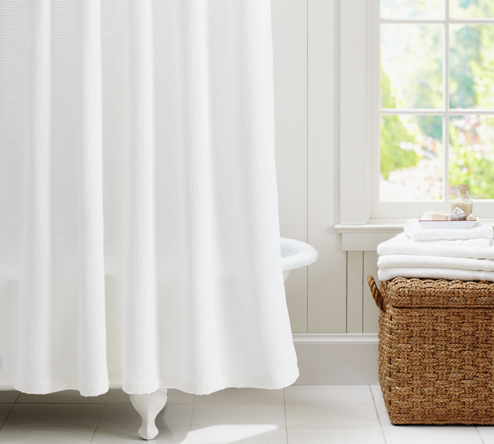 Waffle Weave Cotton Shower Curtain - From Where - 