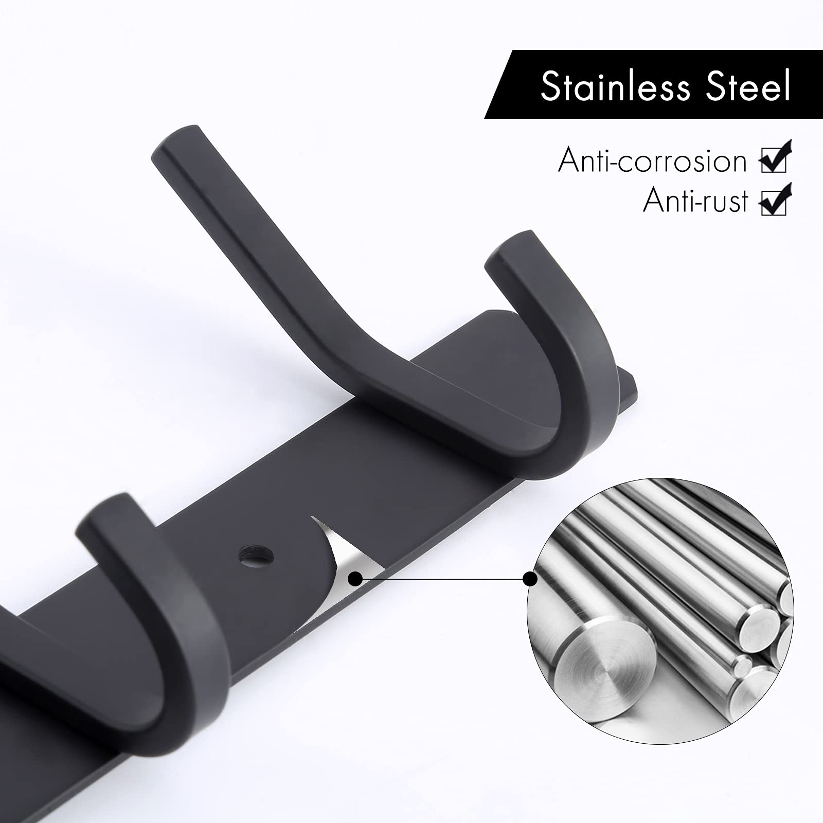 Wall Coat Hook Rack with 5 Robe Hooks - From Where - 