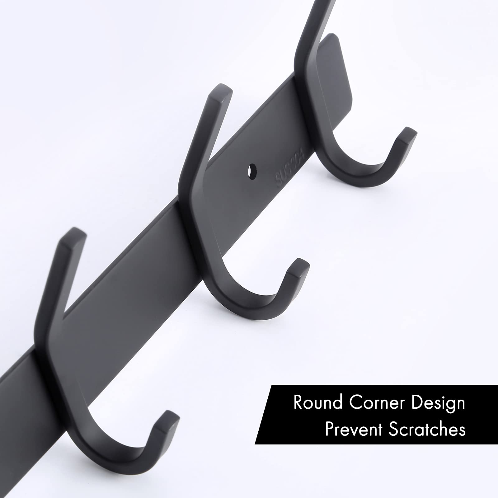 Wall Coat Hook Rack with 5 Robe Hooks - From Where - 