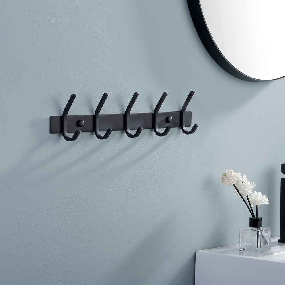 Wall Coat Hook Rack with 5 Robe Hooks - From Where - 