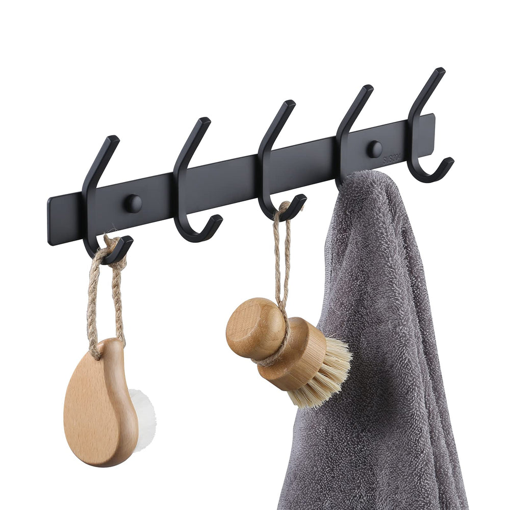 Wall Coat Hook Rack with 5 Robe Hooks - From Where - 