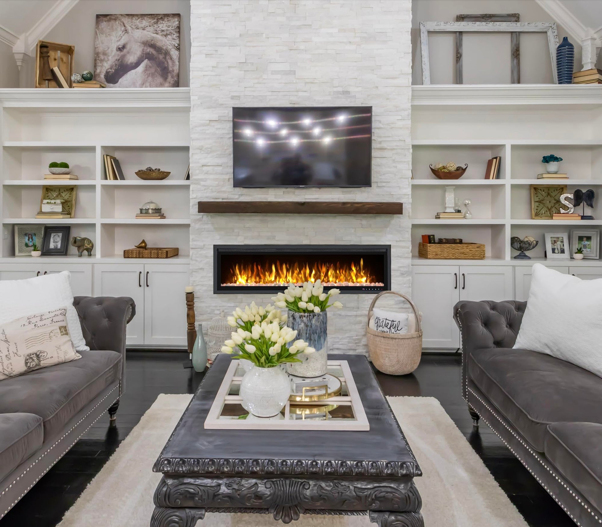 Wall Mount LED Electric Fireplace - From Where - 
