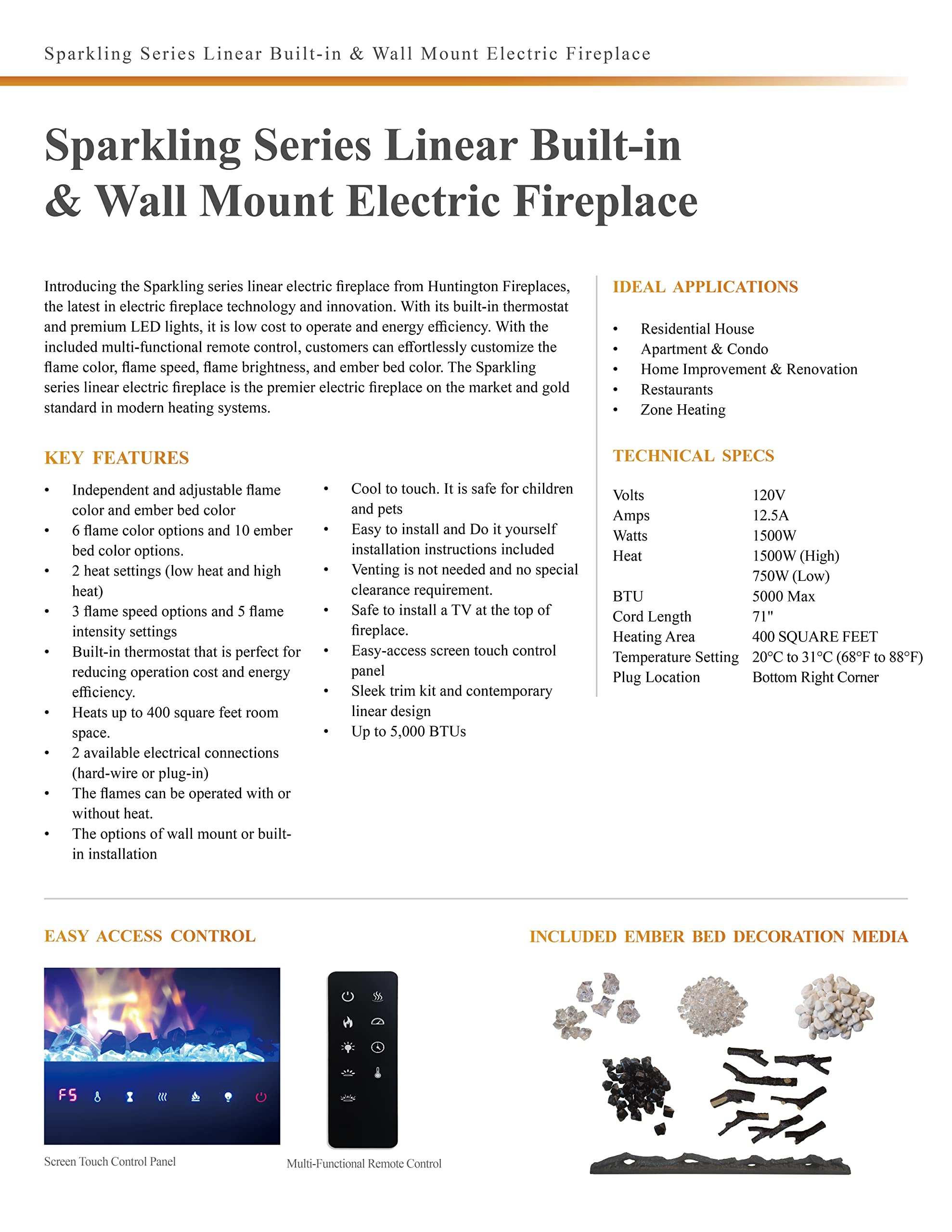 Wall Mount LED Electric Fireplace - From Where - 