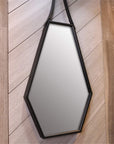 Wall - Mounted Mirrors Contemporary Hexagon Metal Mirror with Hanging Strap - From Where - 