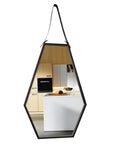 Wall - Mounted Mirrors Contemporary Hexagon Metal Mirror with Hanging Strap - From Where - 