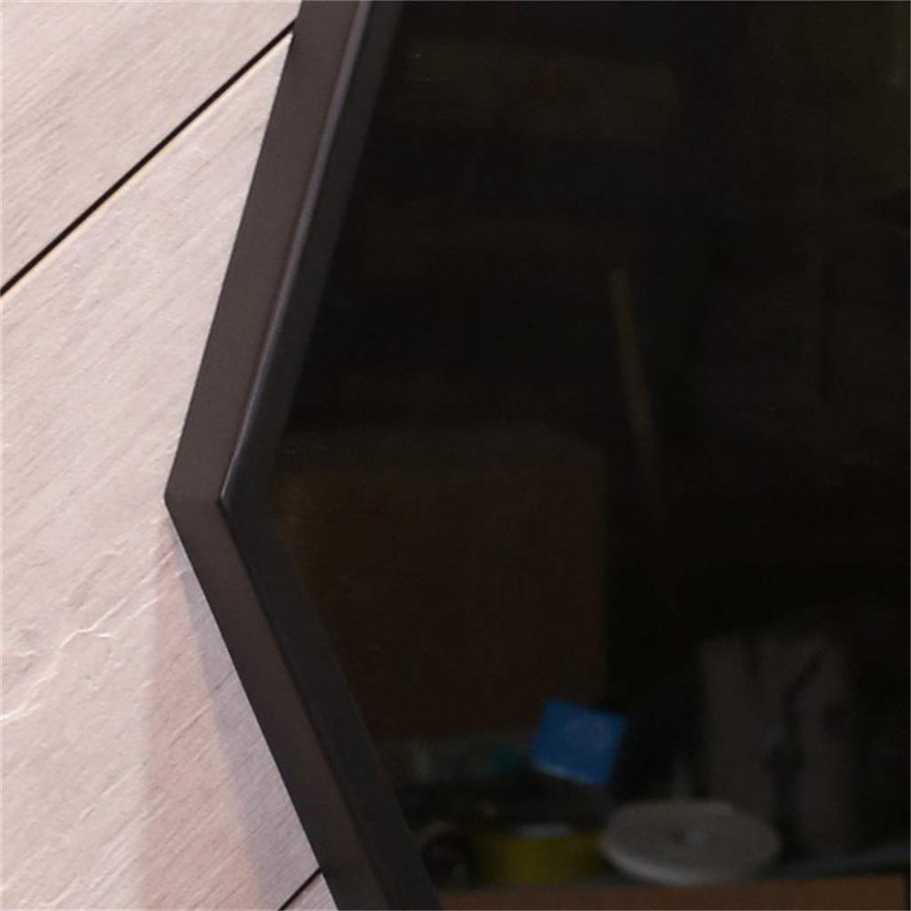 Wall - Mounted Mirrors Contemporary Hexagon Metal Mirror with Hanging Strap - From Where - 