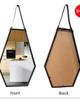 Wall - Mounted Mirrors Contemporary Hexagon Metal Mirror with Hanging Strap - From Where - 