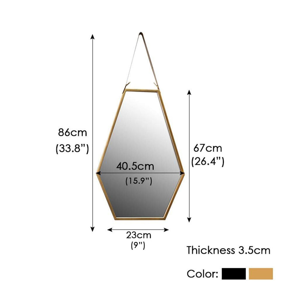 Wall - Mounted Mirrors Contemporary Hexagon Metal Mirror with Hanging Strap - From Where - 