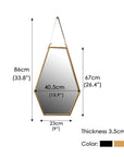 Wall - Mounted Mirrors Contemporary Hexagon Metal Mirror with Hanging Strap - From Where - 