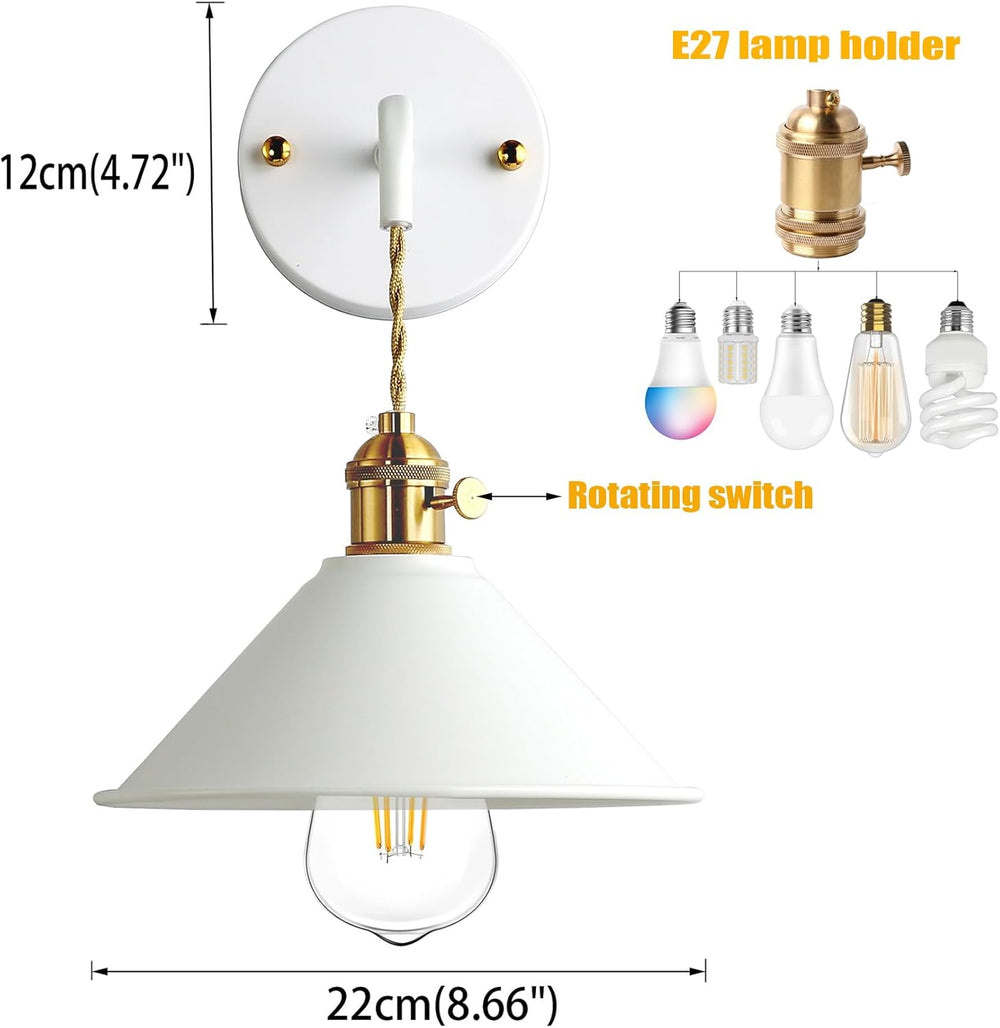 Wall - Sconce Modern Industrial - WallLight E26 - Socket WallLamp with Switch Wall Lamp for Bathroom Vanity Bedroom Living Room Wall Light Hallway Gallery Industrial Sconces - From Where - 