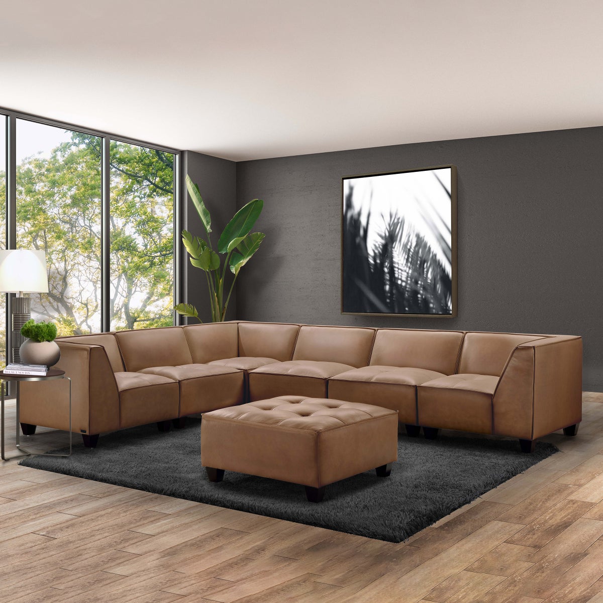 Wallingford 7 - Piece Leather Sectional - From Where - 