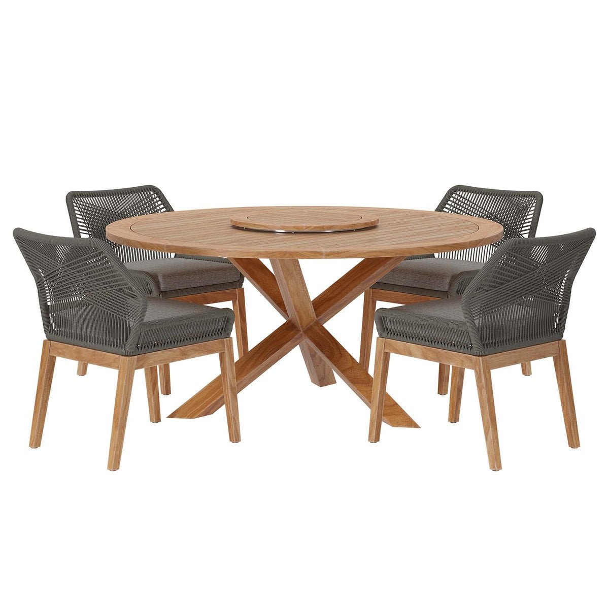 Wellspring 5 - Piece Outdoor Patio Teak Wood Dining Set - From Where Finds - 