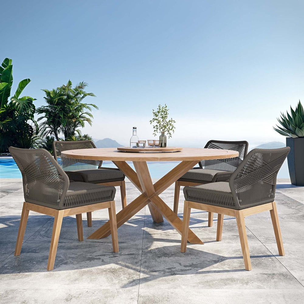 Wellspring 5 - Piece Outdoor Patio Teak Wood Dining Set - From Where Finds - 