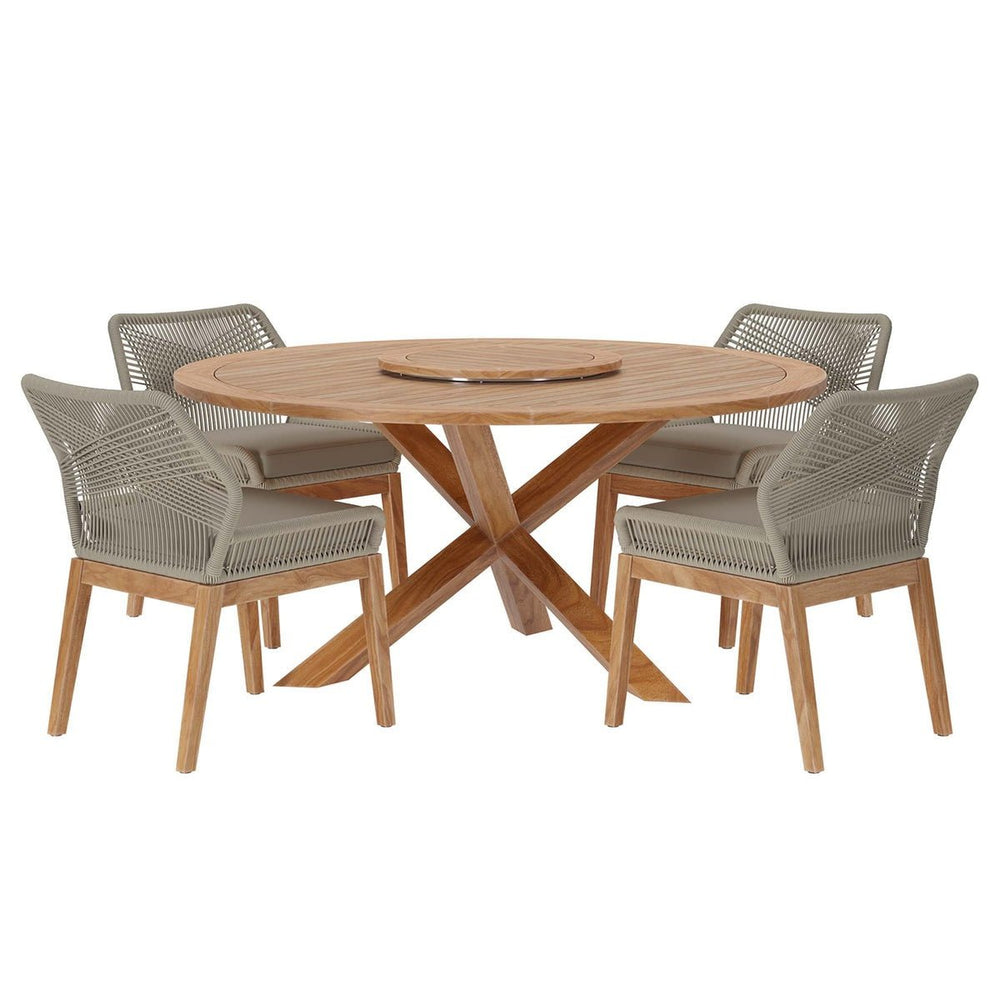 Wellspring 5 - Piece Outdoor Patio Teak Wood Dining Set - From Where Finds - 