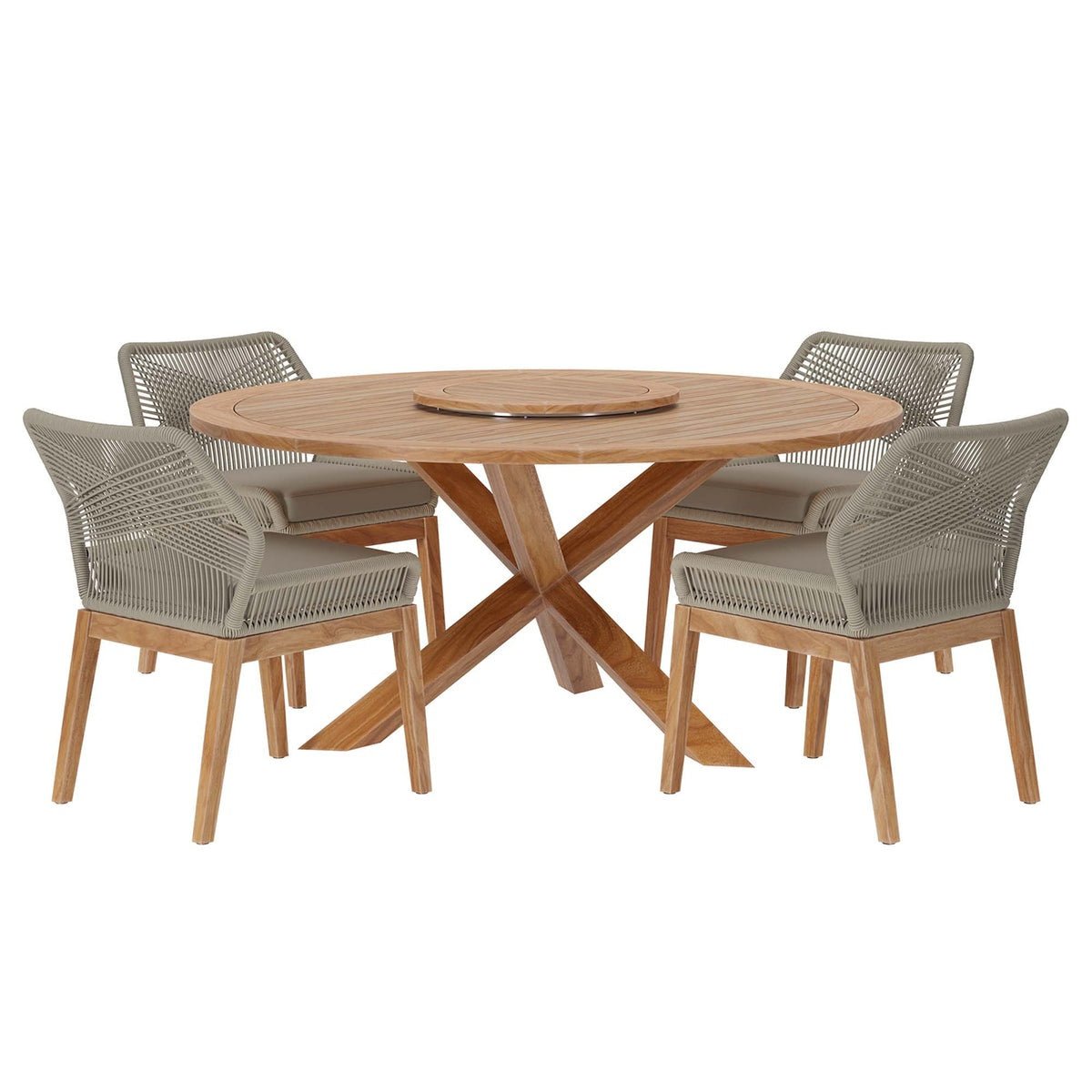 Wellspring 5 - Piece Outdoor Patio Teak Wood Dining Set - From Where Finds - 