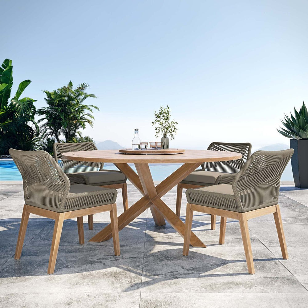 Wellspring 5 - Piece Outdoor Patio Teak Wood Dining Set - From Where Finds - 
