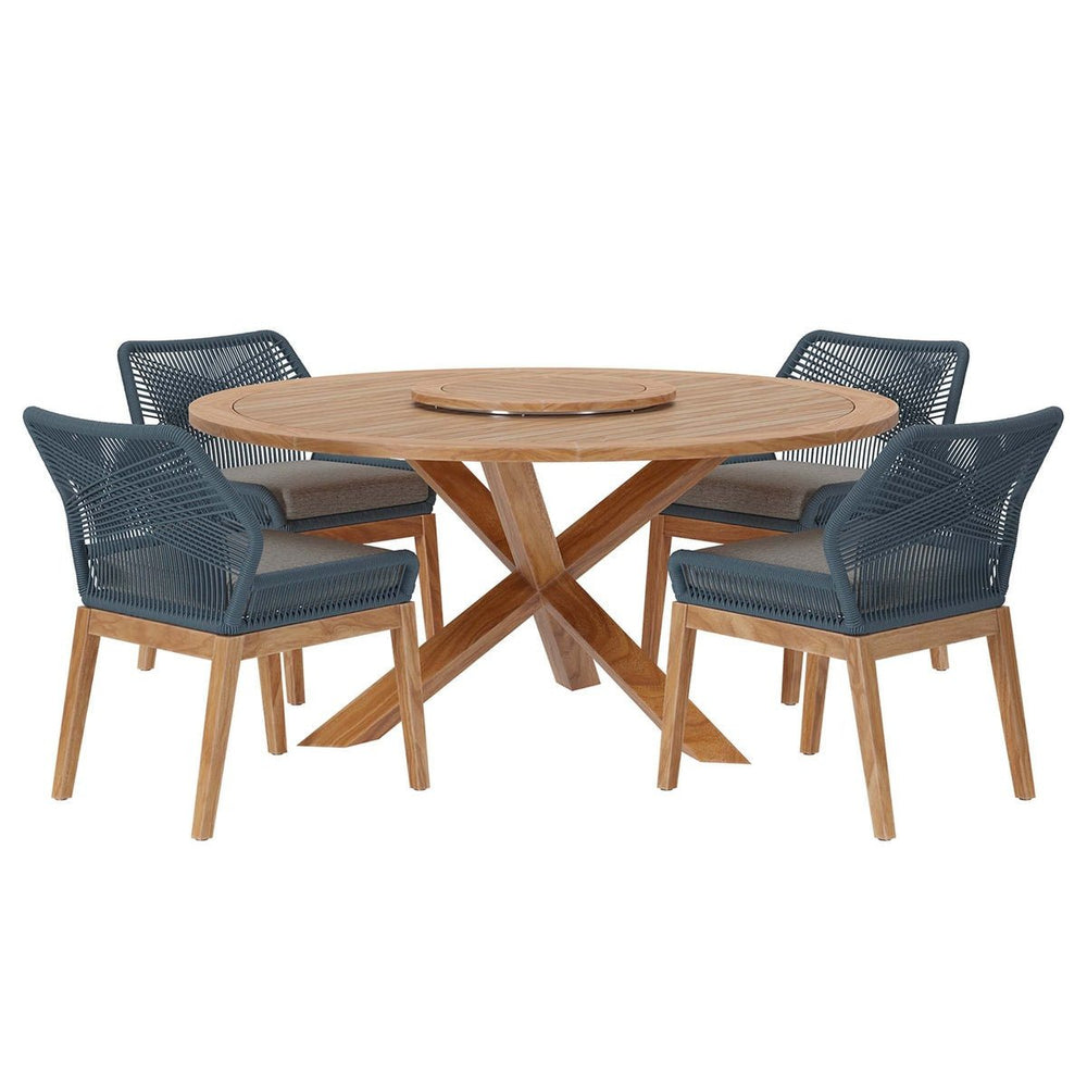 Wellspring 5 - Piece Outdoor Patio Teak Wood Dining Set - From Where Finds - 