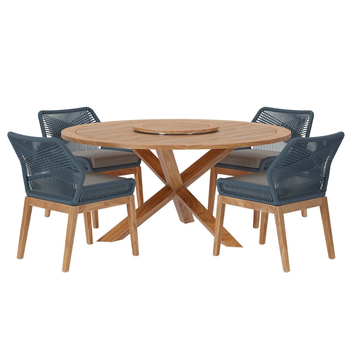 Wellspring 5 - Piece Outdoor Patio Teak Wood Dining Set - From Where Finds - 