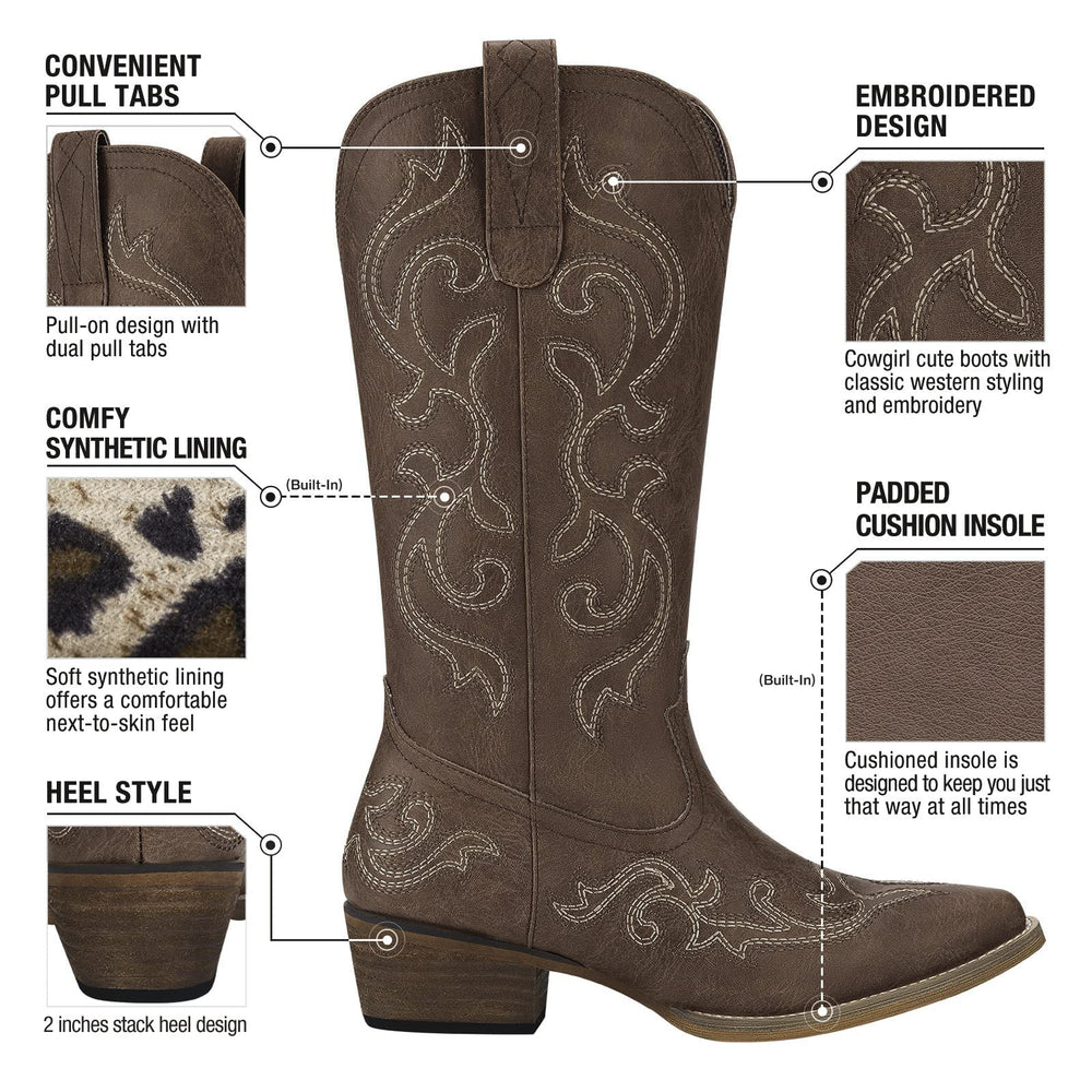 Western Cowgirl Boots with Chunky Heel Size 11 - From Where - 