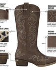Western Cowgirl Boots with Chunky Heel Size 11 - From Where - 