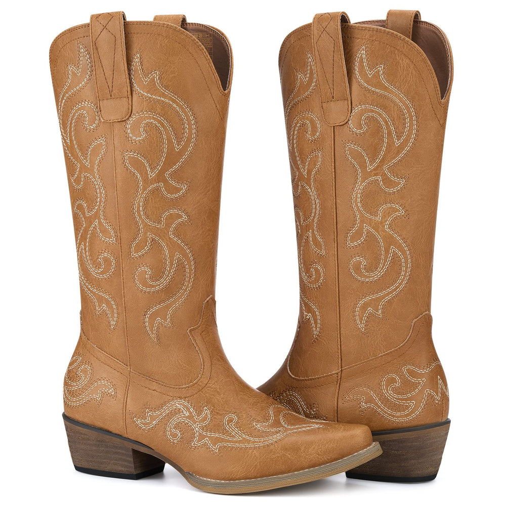 Western Cowgirl Boots with Chunky Heel Size 6 - From Where - 