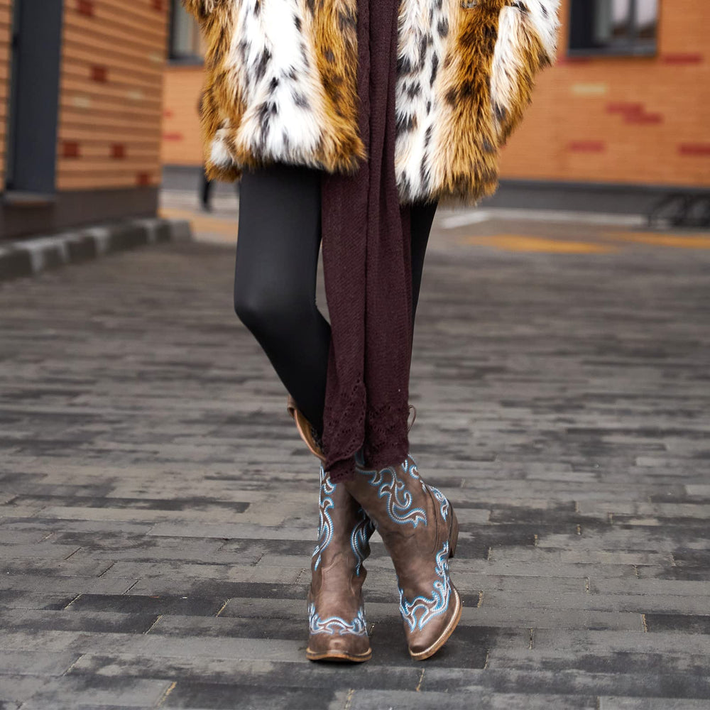 Western Cowgirl Boots with Chunky Heel Size 6 - From Where - 