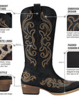 Western Cowgirl Boots with Chunky Heel Size 9 - From Where - 