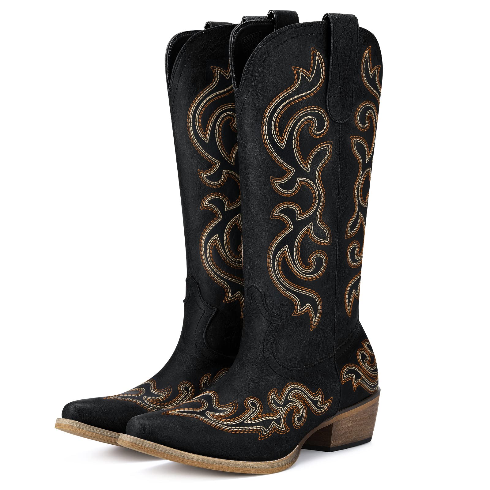 Western Cowgirl Boots with Chunky Heel Size 9 - From Where - 