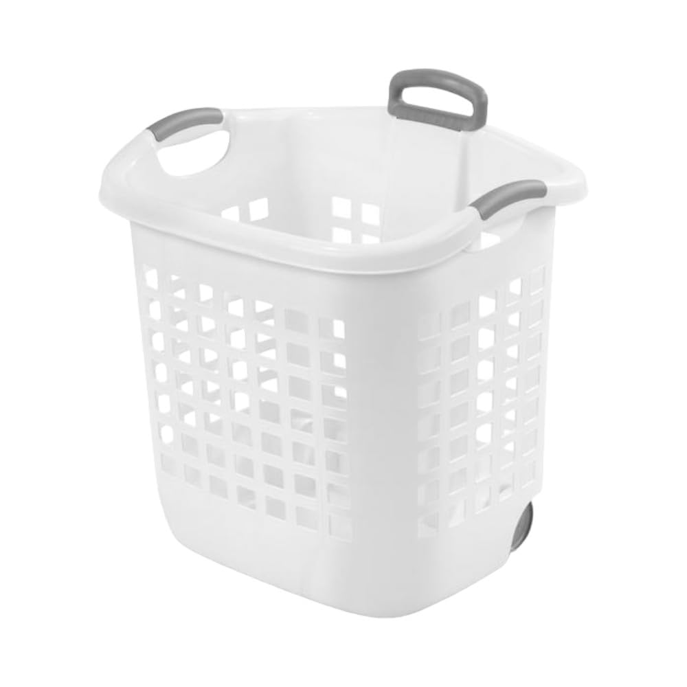 Wheeled Laundry Basket Plastic White - From Where - 