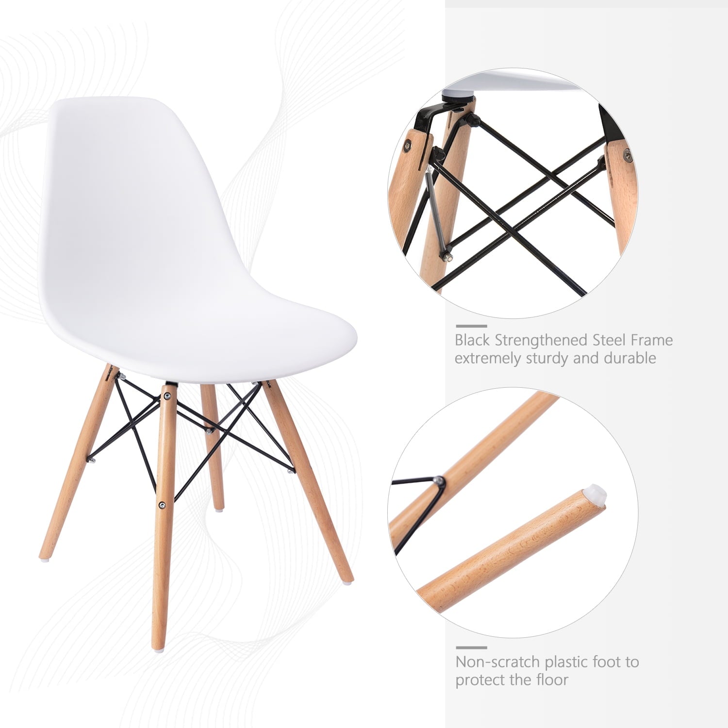 White Armless Dining Chairs (Set of 4) - From Where - 