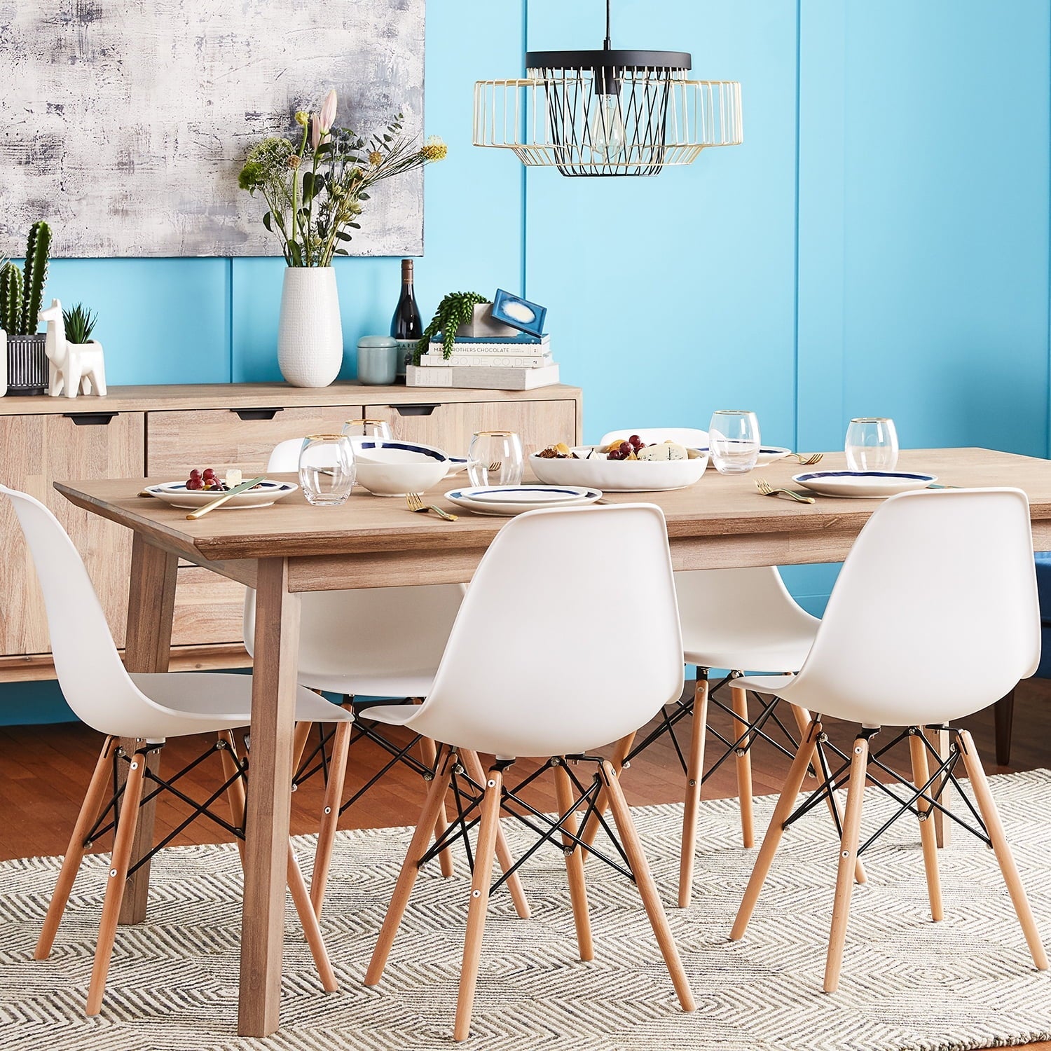 White Armless Dining Chairs (Set of 4) - From Where - 