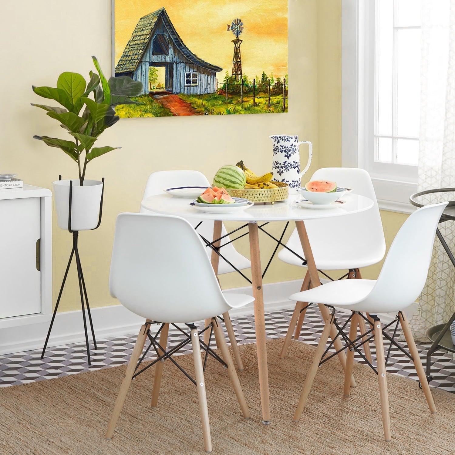 White Armless Dining Chairs (Set of 4) - From Where - 