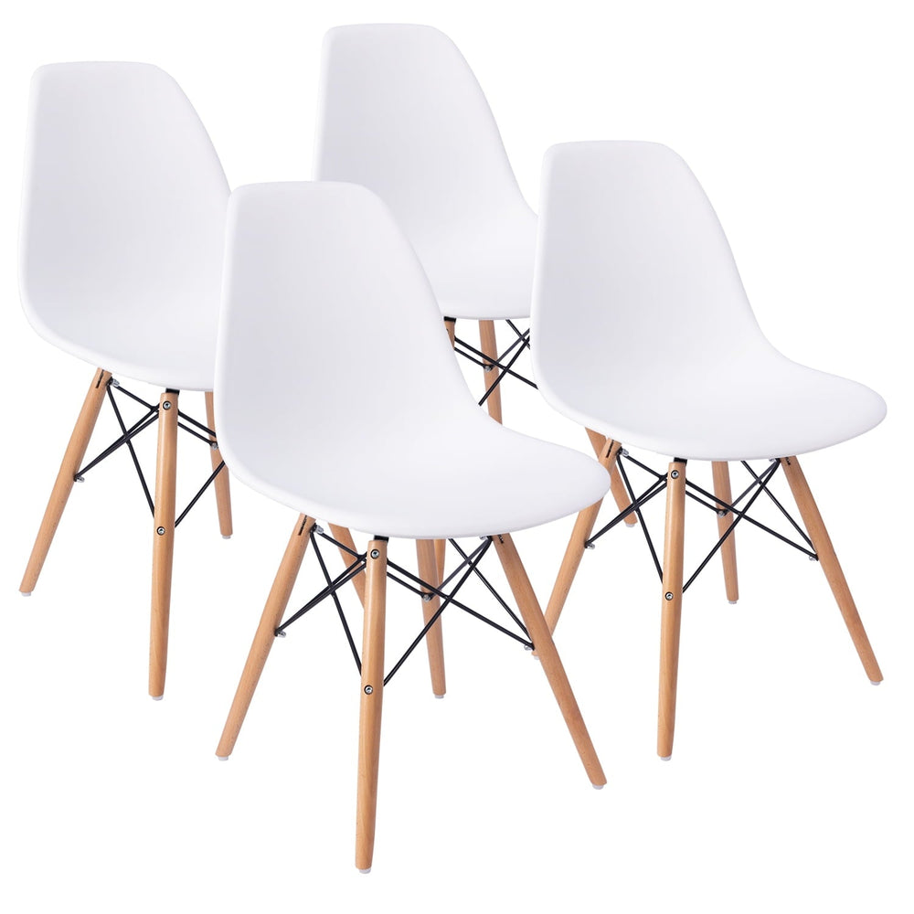 White Armless Dining Chairs (Set of 4) - From Where - 