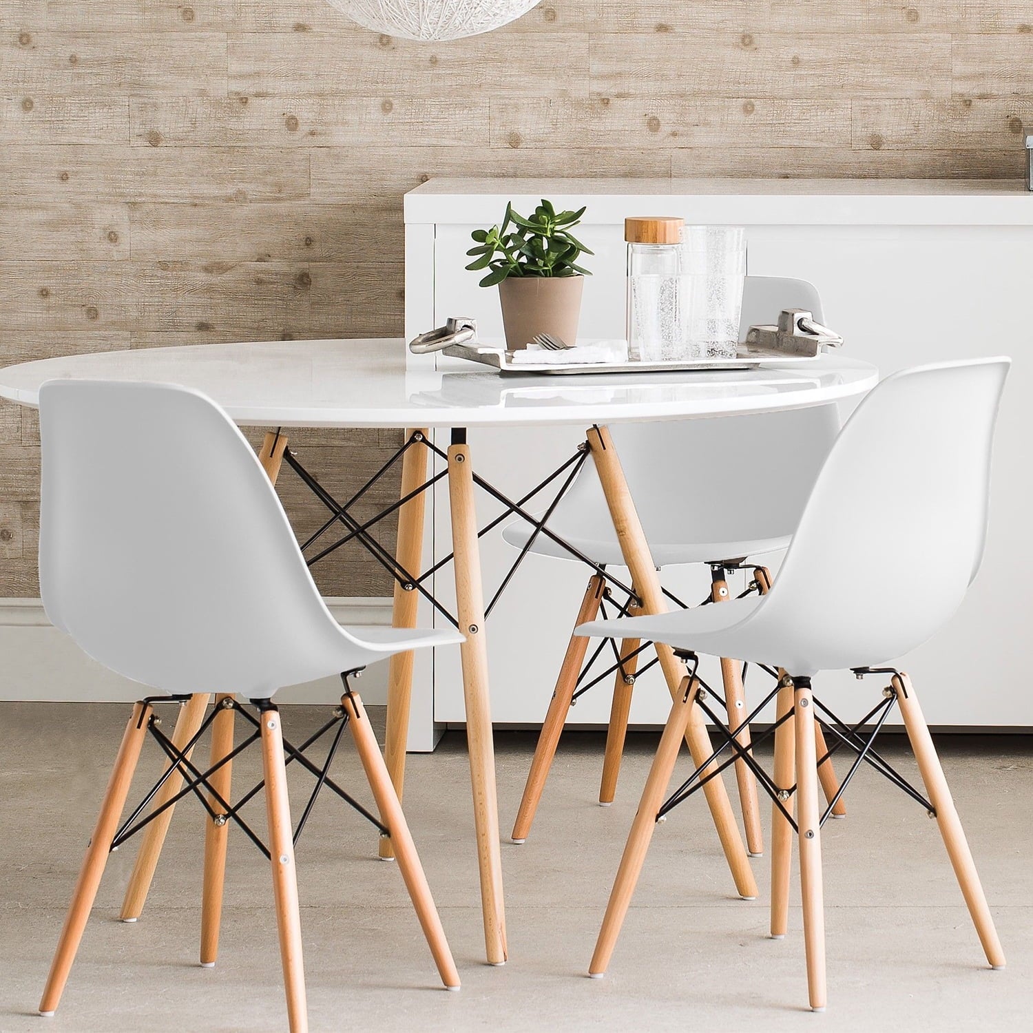 White Armless Dining Chairs (Set of 4) - From Where - 