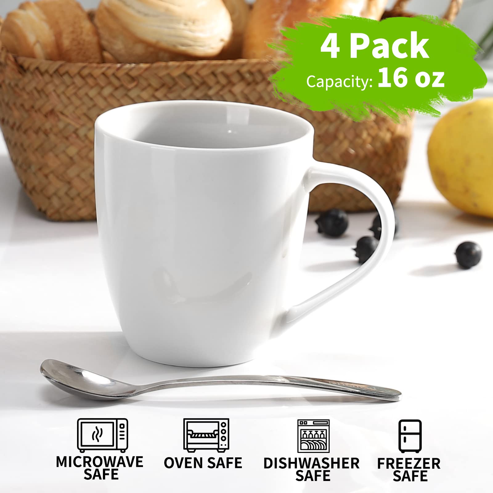 White Ceramic Mugs (Set of 4) - From Where - 