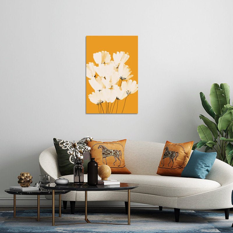 White Flowers On Gold Wall Art - From Where - 