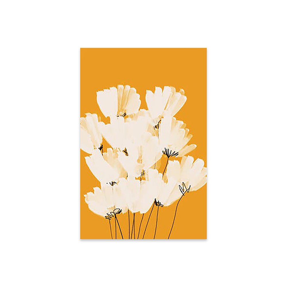 White Flowers On Gold Wall Art - From Where - 