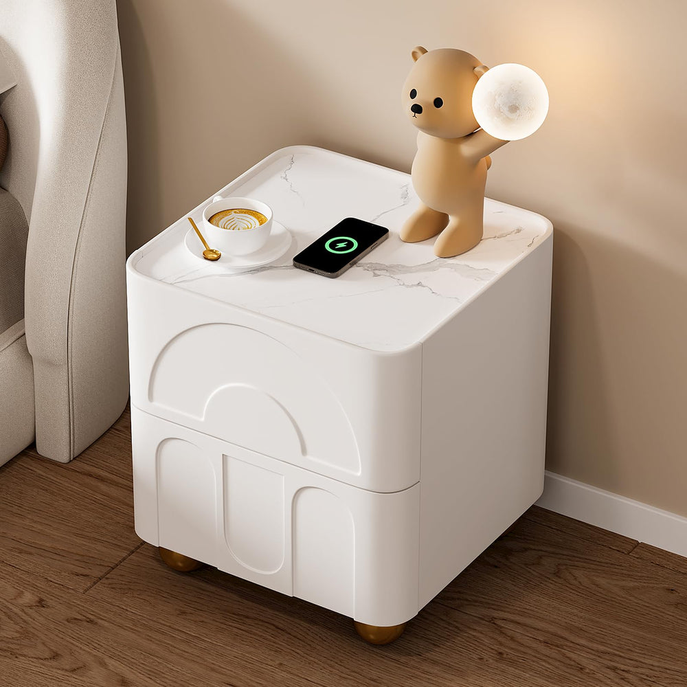 White Nightstand with 2 Drawers - From Where - 