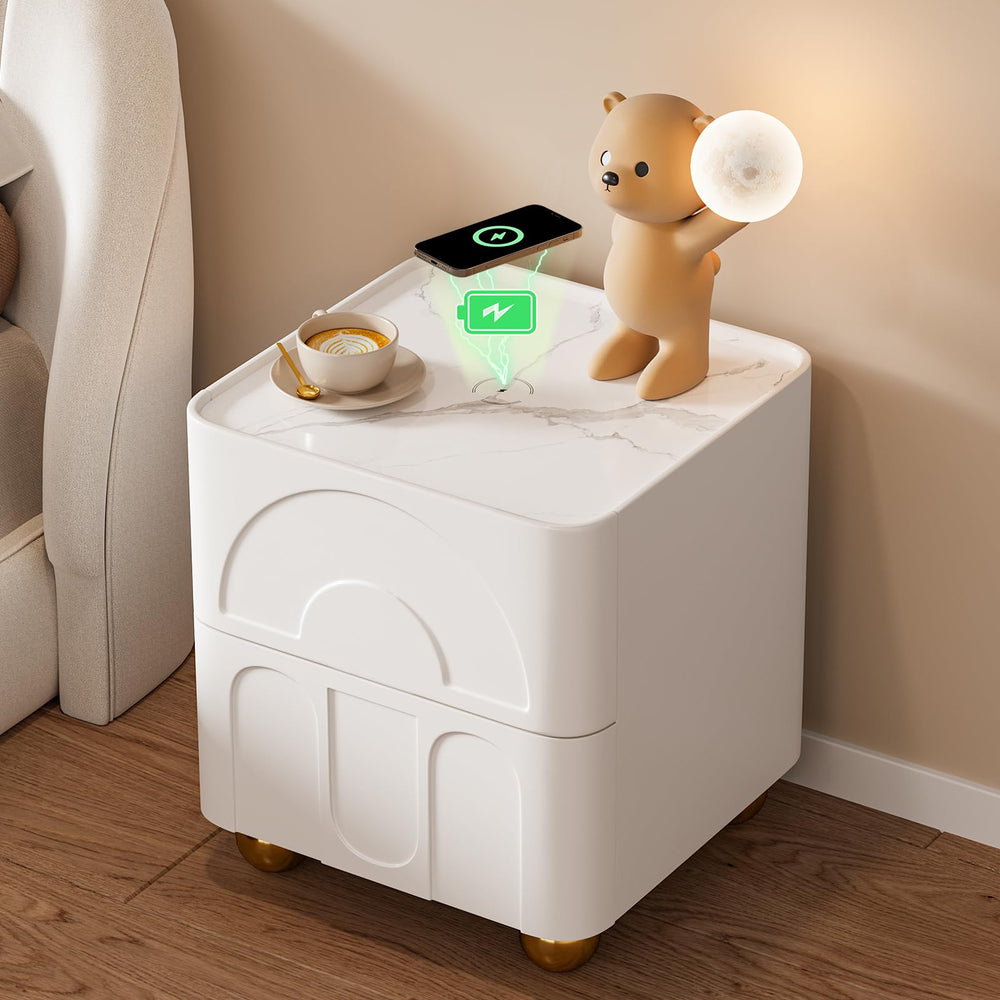 White Nightstand with 2 Drawers - From Where - 