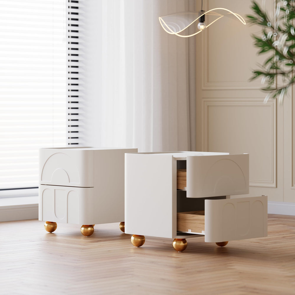 White Nightstand with 2 Drawers - From Where - 