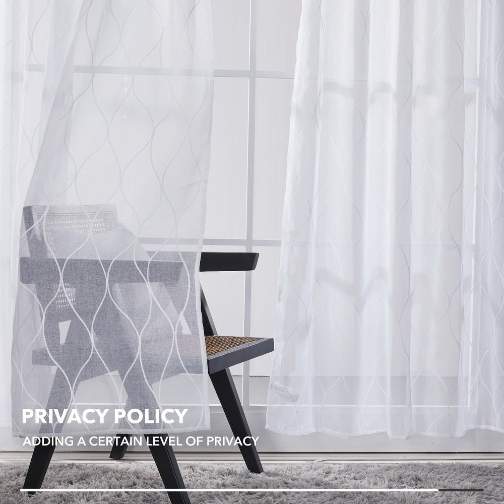 White Pattern Sheer Curtains 2 Panels - From Where - 