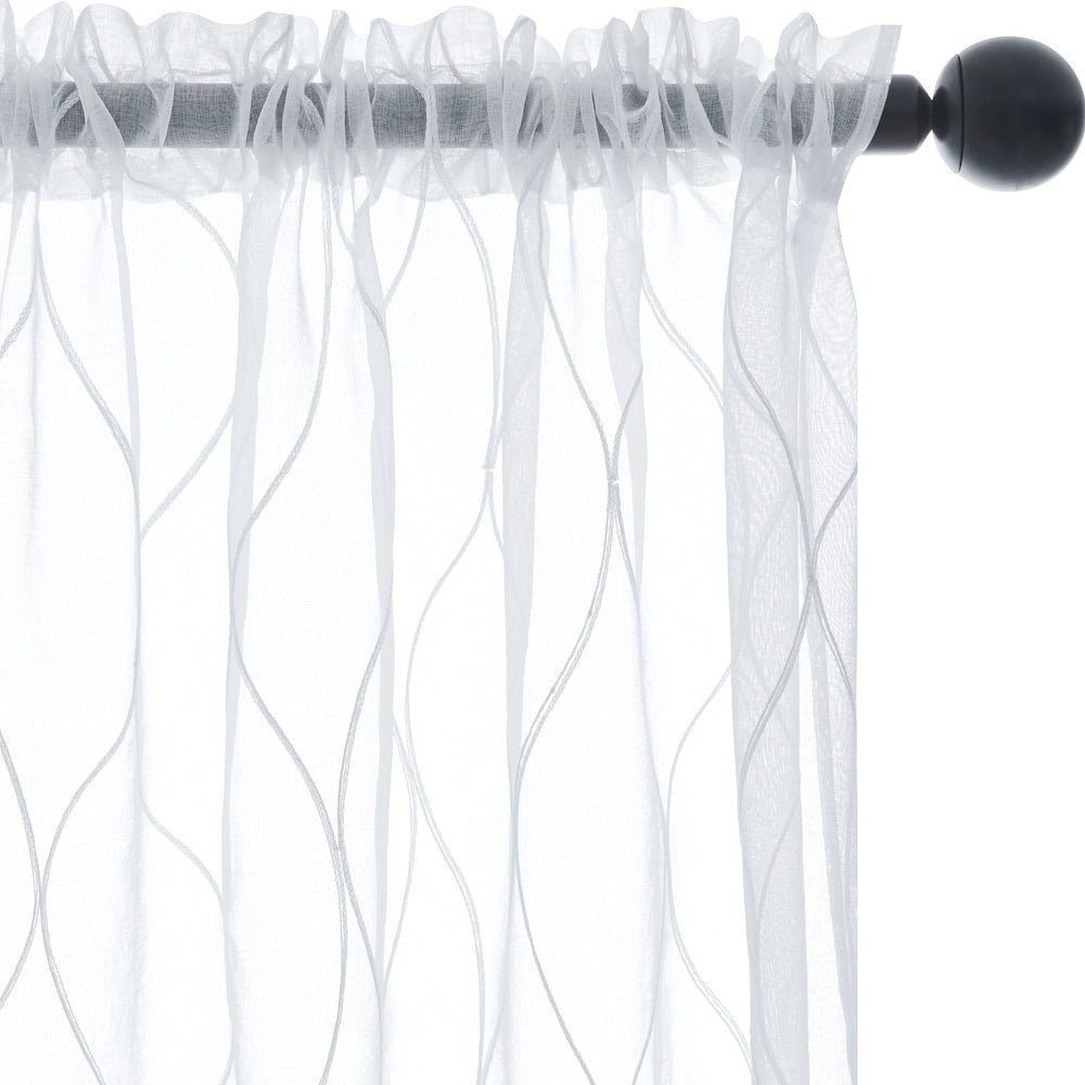 White Pattern Sheer Curtains 2 Panels - From Where - 